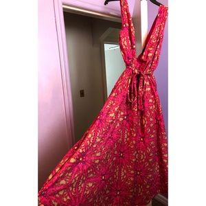 Boho Summer Dress, Pink, Size M